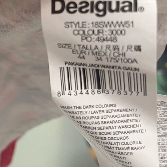 Desigual Floral Appliqué Sleeveless Dress 3D Flowers Artsy Sz 10 NWT - Picture 9 of 11